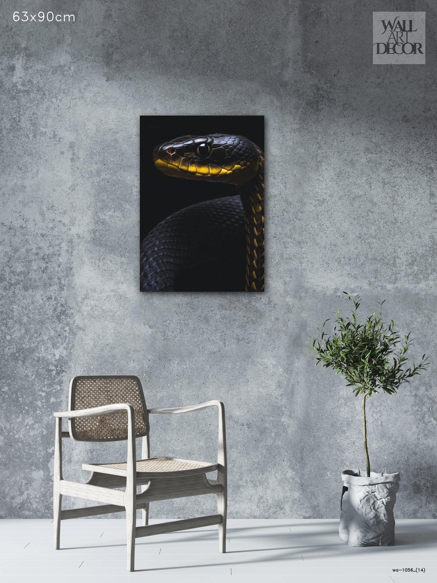 السم الذهبي: صورة ثعبانية منتصف الليل – لوحة جدارية حديثة بدون إطار