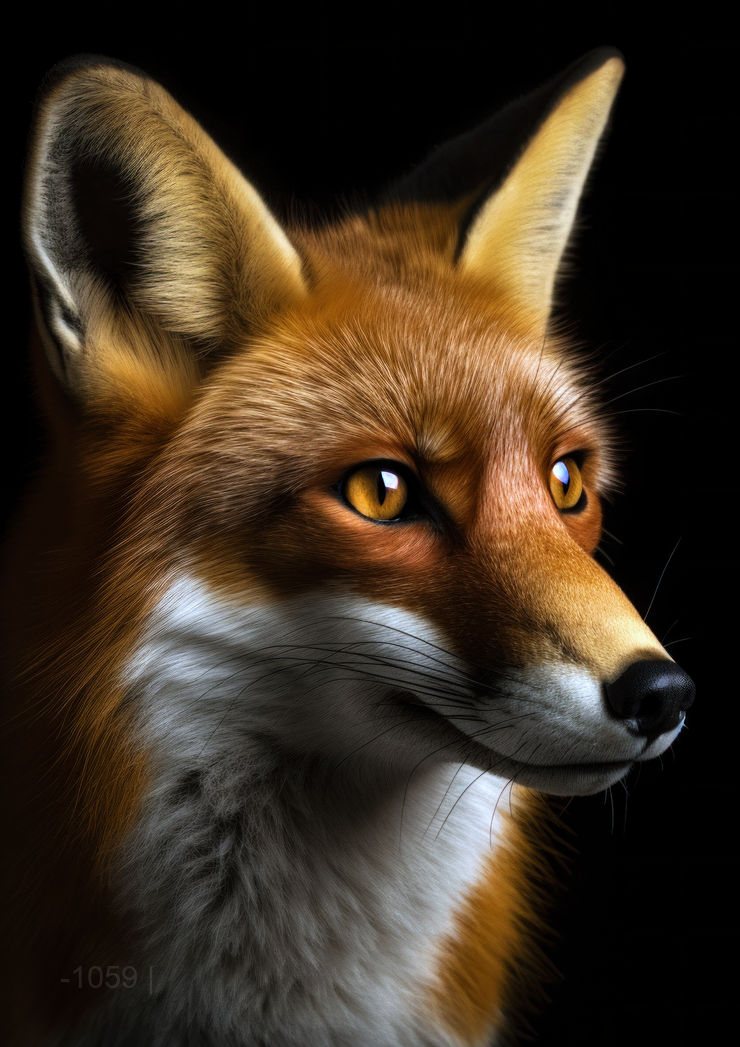 الأفق الذهبي: صورة جانبية للثعلب الأحمر - لوحة جدارية عصرية بدون إطار