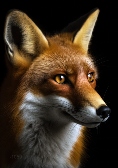 الأفق الذهبي: صورة جانبية للثعلب الأحمر - لوحة جدارية عصرية بدون إطار