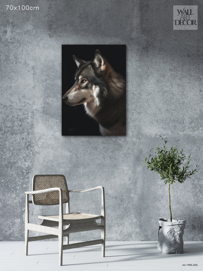 ملف تعريف ألفا: ذئب تيمبر المهيب - لوحة جدارية عصرية بدون إطار