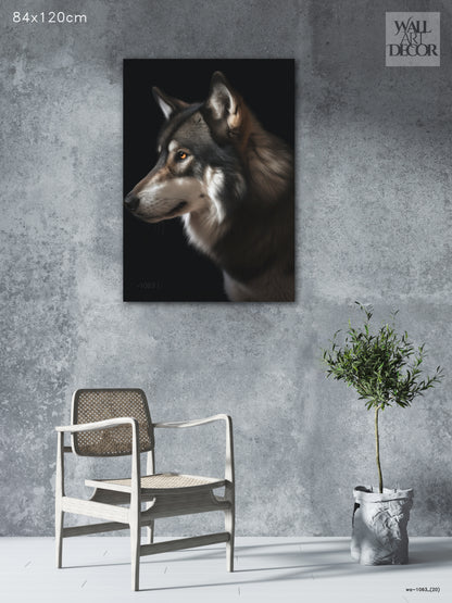 ملف تعريف ألفا: ذئب تيمبر المهيب - لوحة جدارية عصرية بدون إطار