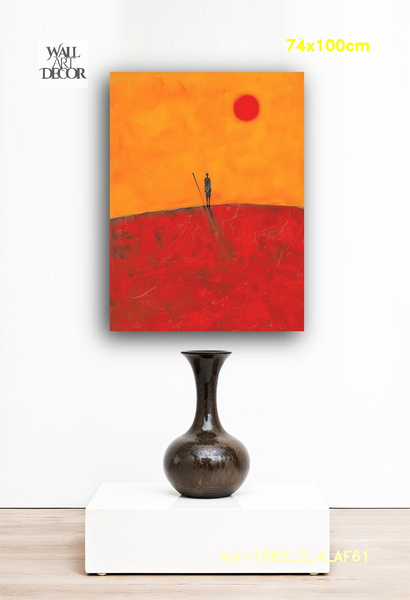 الأفق القرمزي: الحارس الصامت – لوحة جدارية عصرية بدون إطار