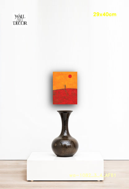 الأفق القرمزي: الحارس الصامت – لوحة جدارية عصرية بدون إطار