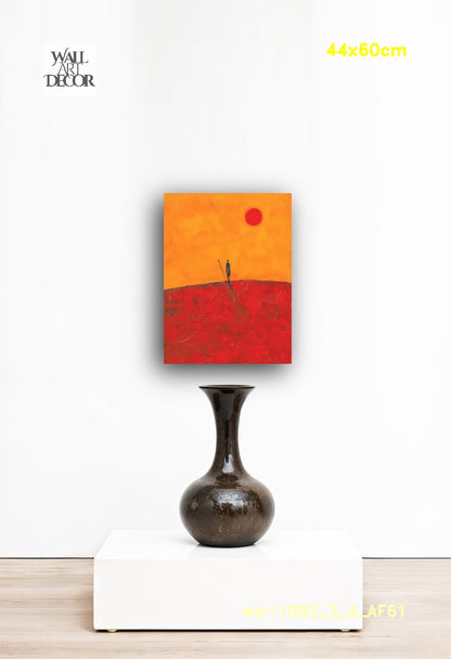 الأفق القرمزي: الحارس الصامت – لوحة جدارية عصرية بدون إطار