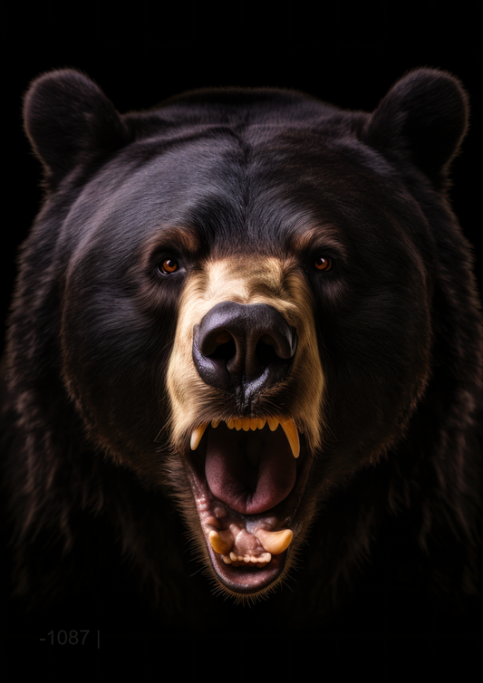 زئير بدائي: دب رمادي مهيب – لوحة جدارية عصرية بدون إطار