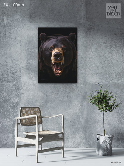 زئير بدائي: دب رمادي مهيب – لوحة جدارية عصرية بدون إطار