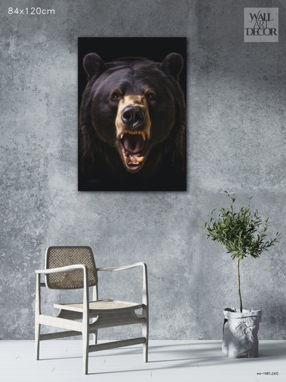 زئير بدائي: دب رمادي مهيب – لوحة جدارية عصرية بدون إطار