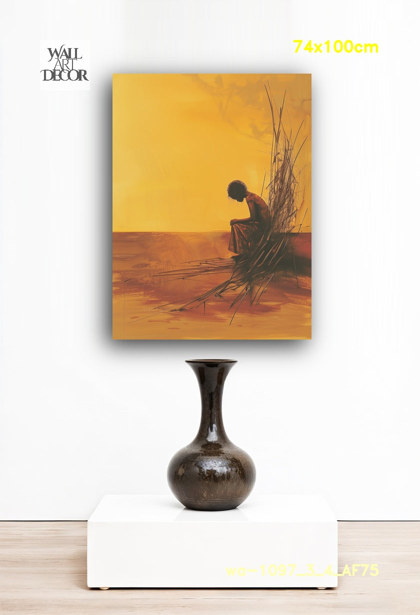 العزلة الذهبية: الأرض الهادئة – لوحة جدارية حديثة بدون إطار