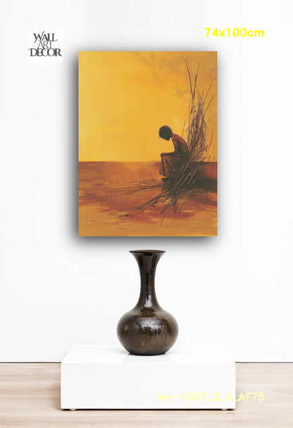 العزلة الذهبية: الأرض الهادئة – لوحة جدارية حديثة بدون إطار