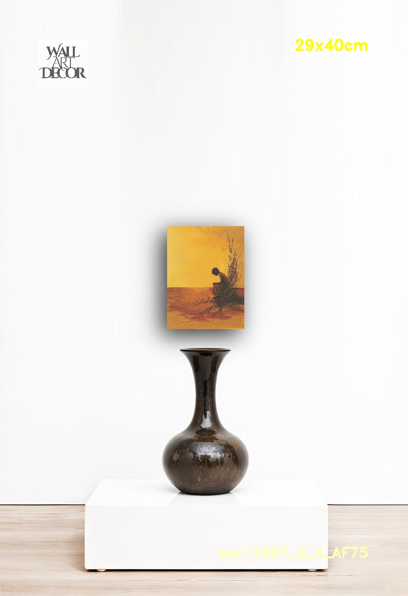 العزلة الذهبية: الأرض الهادئة – لوحة جدارية حديثة بدون إطار