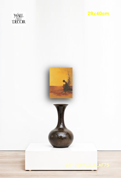 العزلة الذهبية: الأرض الهادئة – لوحة جدارية حديثة بدون إطار