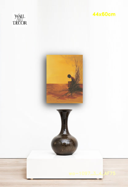 العزلة الذهبية: الأرض الهادئة – لوحة جدارية حديثة بدون إطار