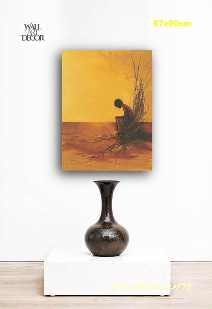 العزلة الذهبية: الأرض الهادئة – لوحة جدارية حديثة بدون إطار