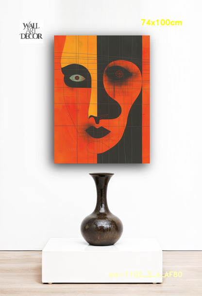 صدى الأوبسيديان: وجه تجريدي حديث – لوحة جدارية بدون إطار