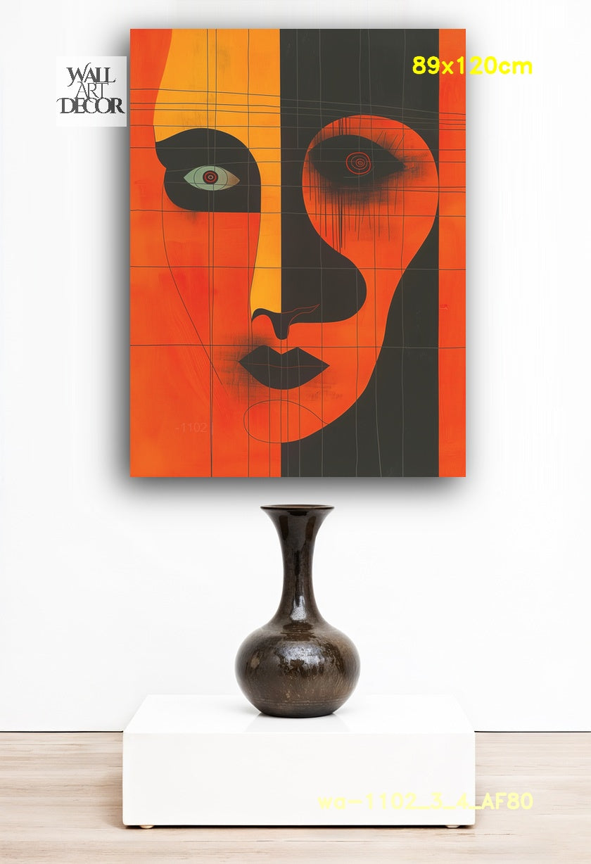 صدى الأوبسيديان: وجه تجريدي حديث – لوحة جدارية بدون إطار