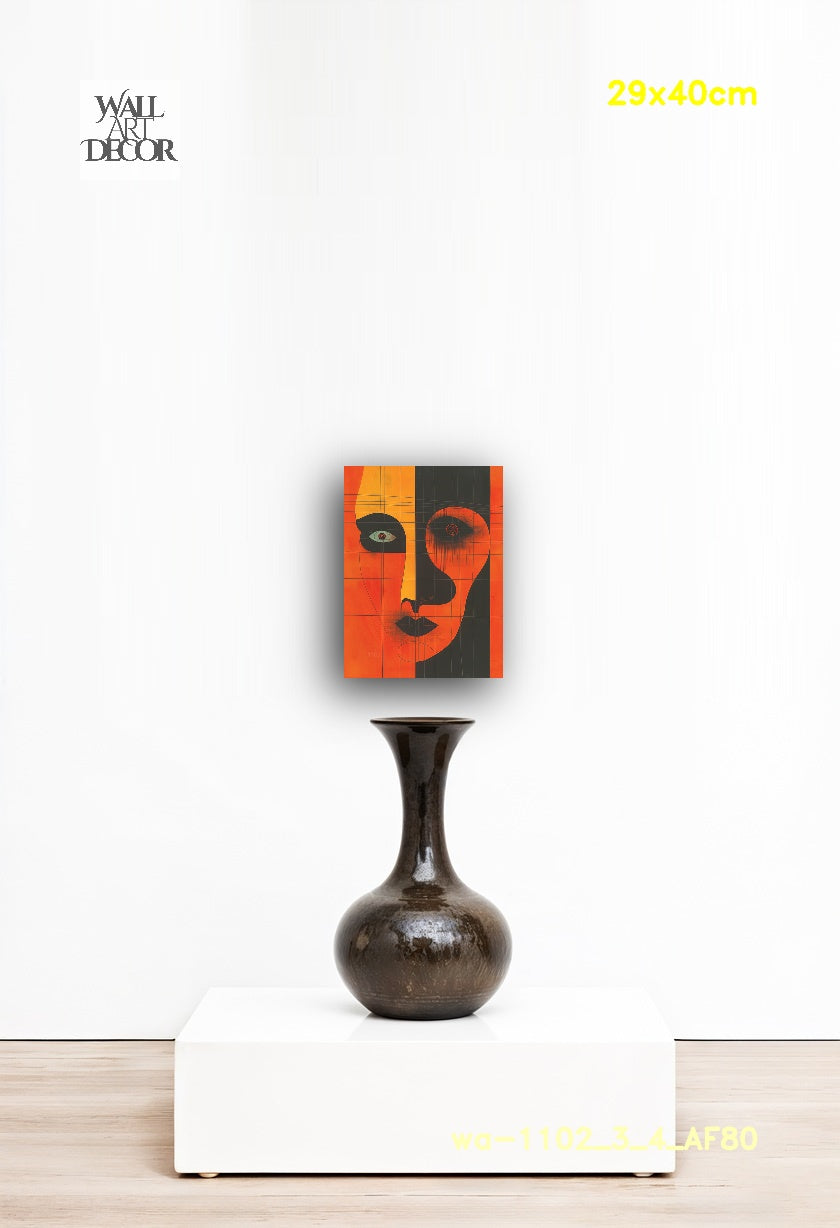 صدى الأوبسيديان: وجه تجريدي حديث – لوحة جدارية بدون إطار