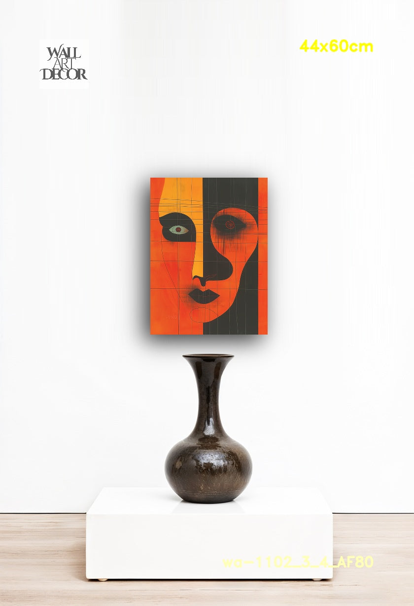 صدى الأوبسيديان: وجه تجريدي حديث – لوحة جدارية بدون إطار