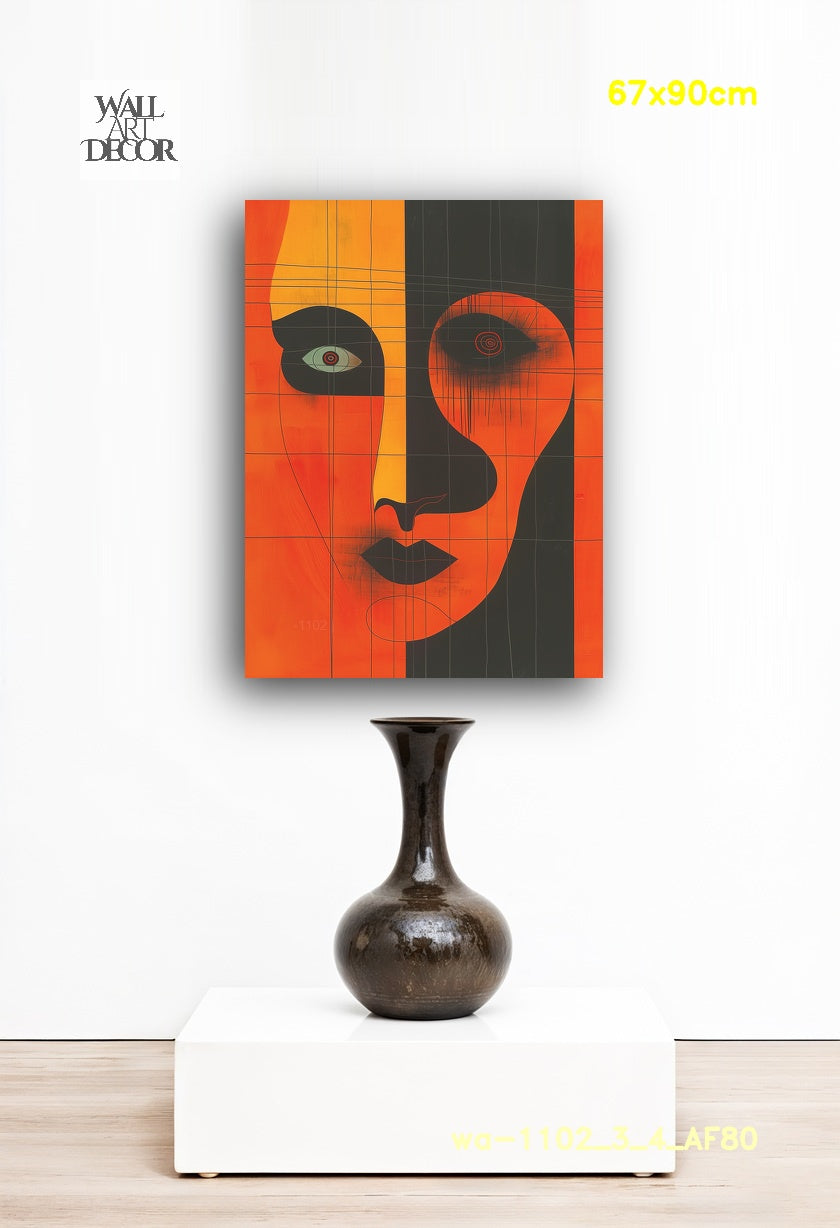 صدى الأوبسيديان: وجه تجريدي حديث – لوحة جدارية بدون إطار