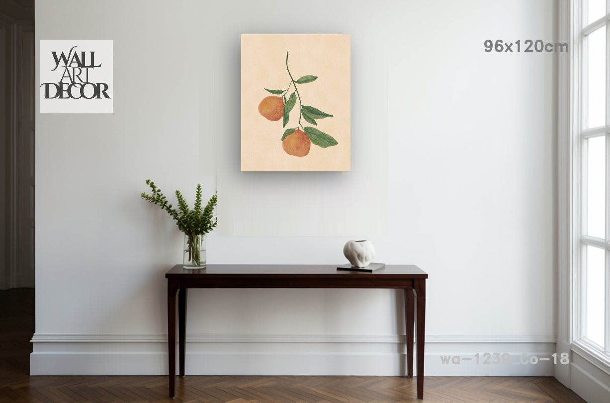 هدوء نباتي: غصن حمضيات مرسوم بالألوان المائية - لوحة جدارية عصرية بدون إطار