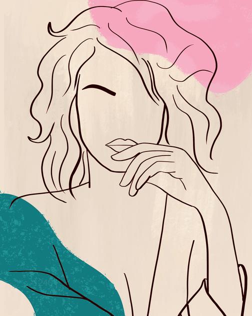 إلهام أثيري: فن الخطوط الأنثوية التجريدي - لوحة جدارية حديثة بدون إطار