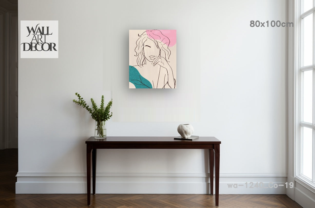 إلهام أثيري: فن الخطوط الأنثوية التجريدي - لوحة جدارية حديثة بدون إطار