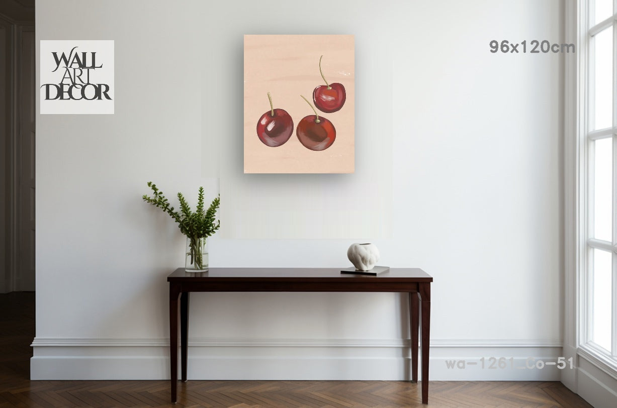 تناغم نباتي: كرز أحمر بالألوان المائية - لوحة جدارية عصرية بدون إطار