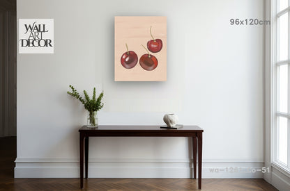 تناغم نباتي: كرز أحمر بالألوان المائية - لوحة جدارية عصرية بدون إطار