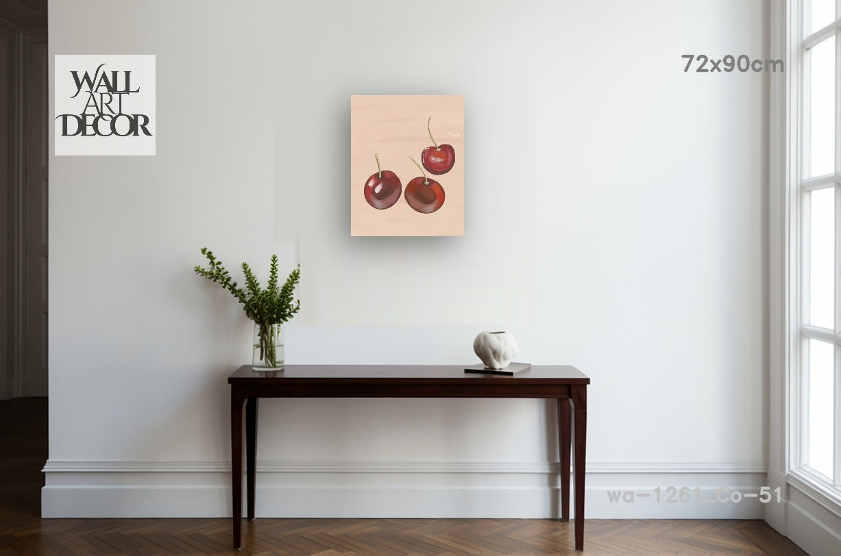 تناغم نباتي: كرز أحمر بالألوان المائية - لوحة جدارية عصرية بدون إطار