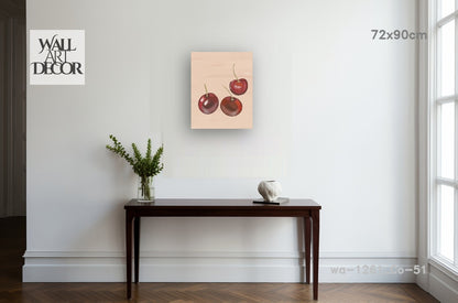 تناغم نباتي: كرز أحمر بالألوان المائية - لوحة جدارية عصرية بدون إطار