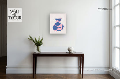 فن جداري معاصر يوناني: مزهرية تجريدية باللونين الوردي والأزرق - فن جداري حديث بدون إطار