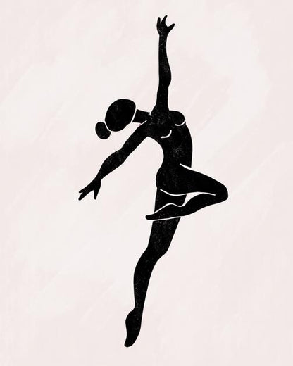 رشاقة في الحركة: صورة ظلية لراقصة بأسلوب بسيط - لوحة جدارية عصرية بدون إطار