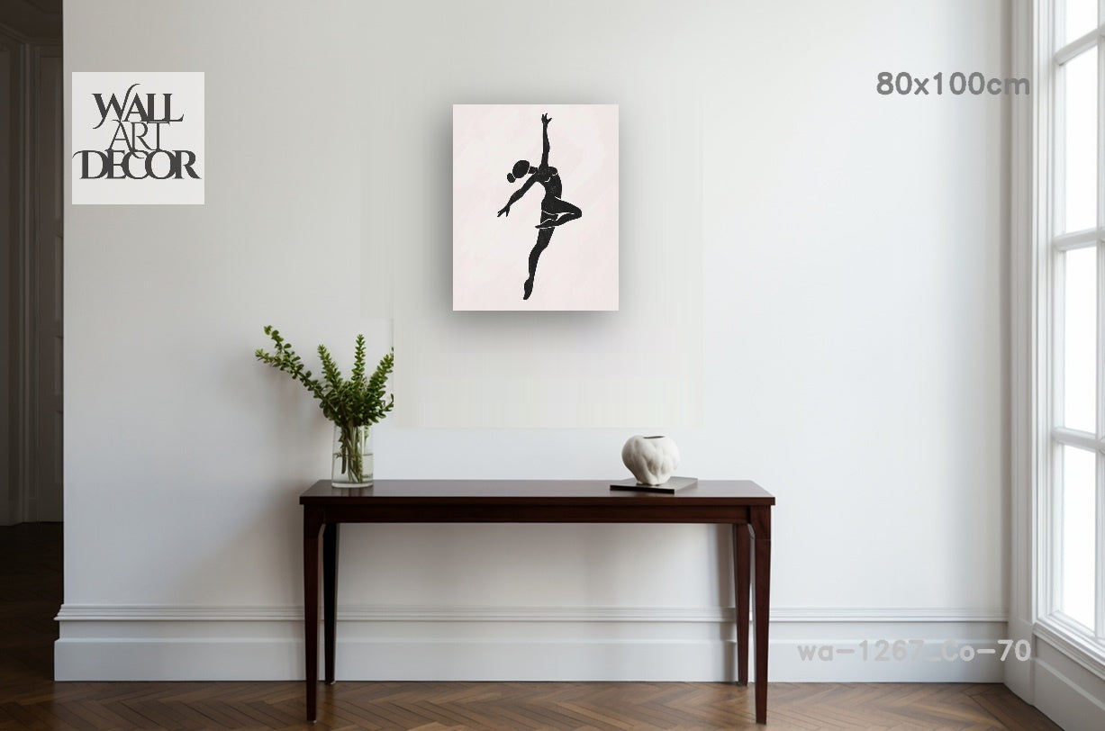 رشاقة في الحركة: صورة ظلية لراقصة بأسلوب بسيط - لوحة جدارية عصرية بدون إطار