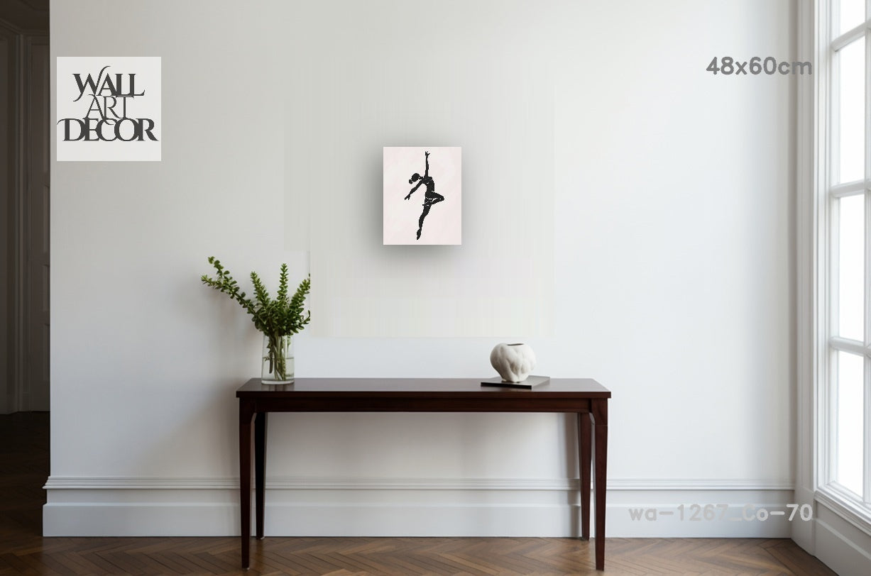رشاقة في الحركة: صورة ظلية لراقصة بأسلوب بسيط - لوحة جدارية عصرية بدون إطار
