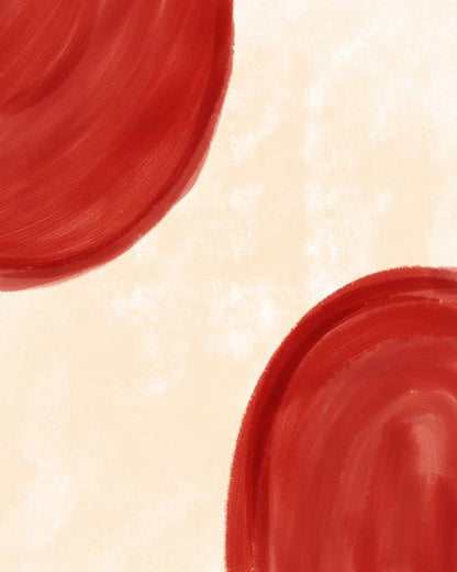 الأفق القرمزي: أقواس تجريدية بسيطة - فن جداري حديث بدون إطار