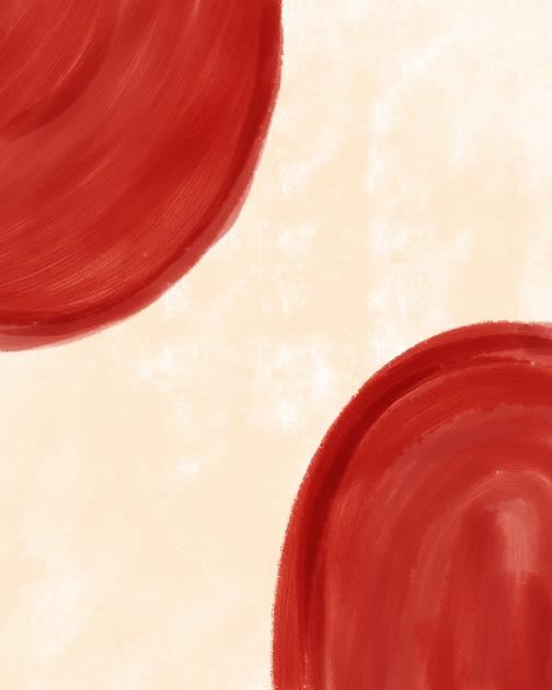 الأفق القرمزي: أقواس تجريدية بسيطة - فن جداري حديث بدون إطار