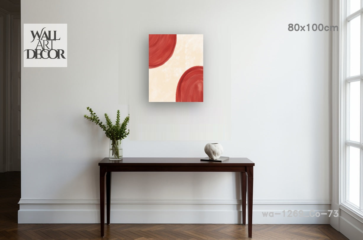 الأفق القرمزي: أقواس تجريدية بسيطة - فن جداري حديث بدون إطار