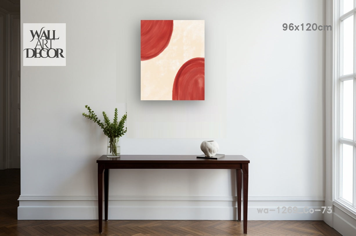 الأفق القرمزي: أقواس تجريدية بسيطة - فن جداري حديث بدون إطار