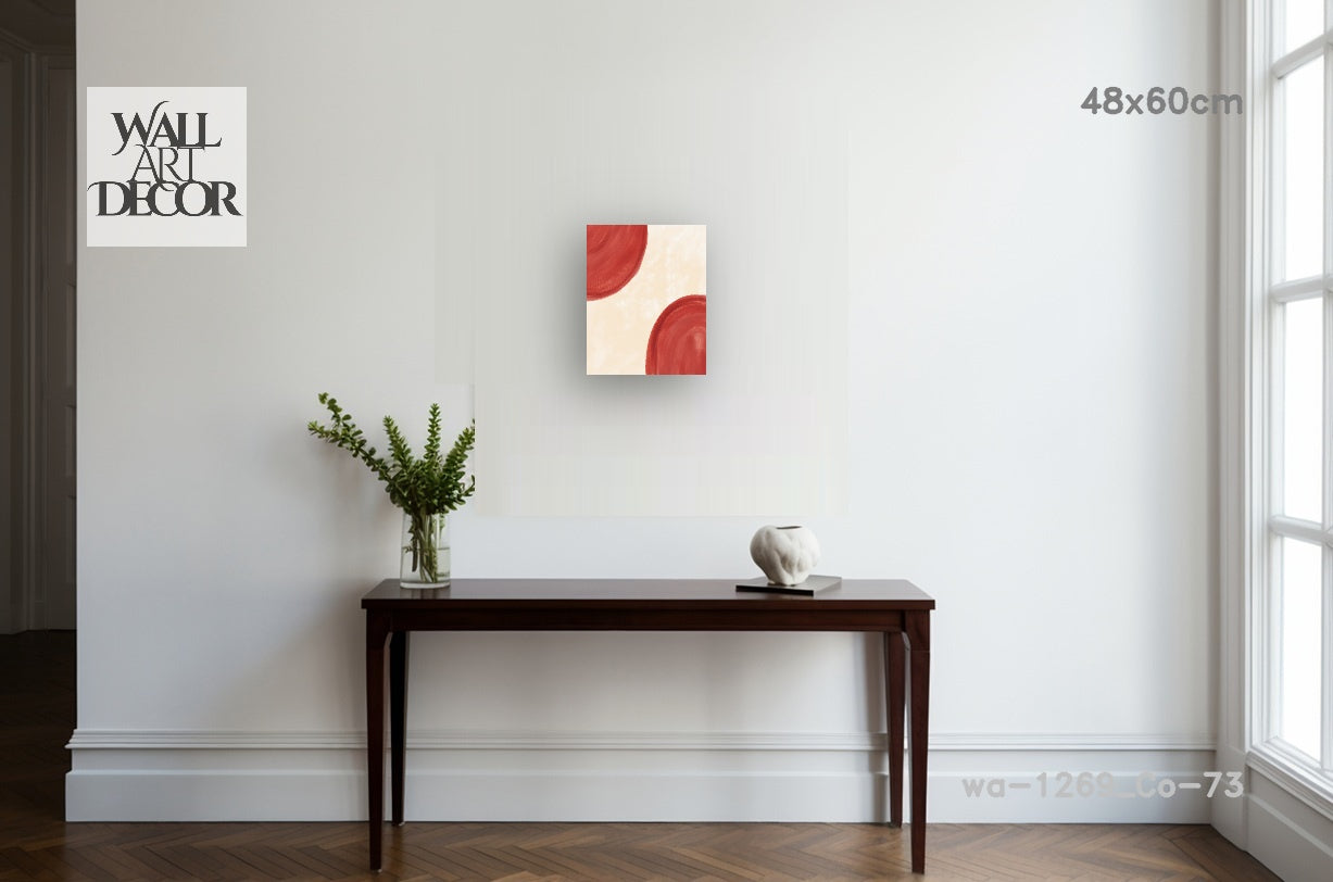 الأفق القرمزي: أقواس تجريدية بسيطة - فن جداري حديث بدون إطار