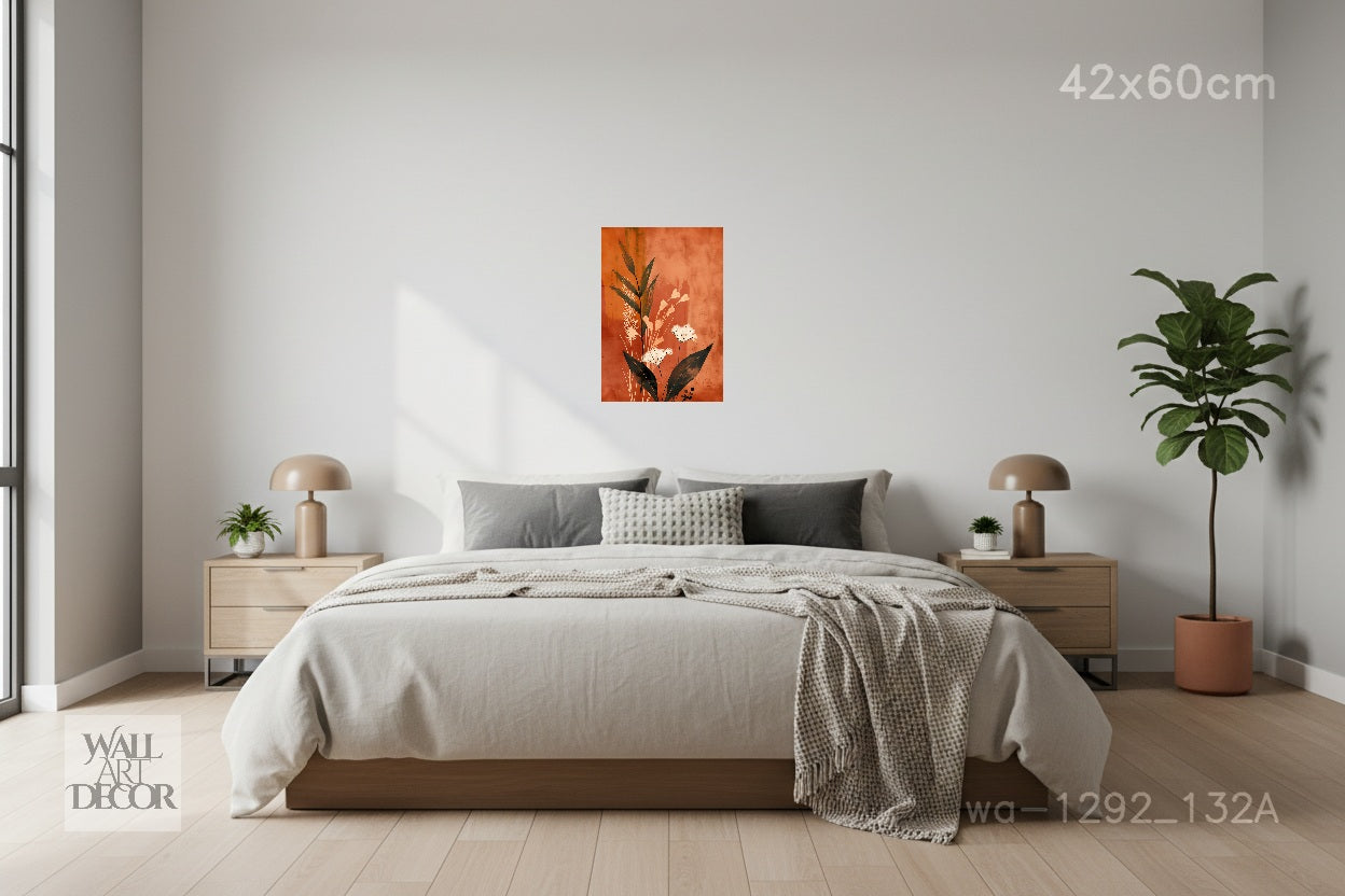 نباتات الصحراء: لوحة جدارية تجريدية ريفية للزهور البرية - لوحة جدارية حديثة بدون إطار