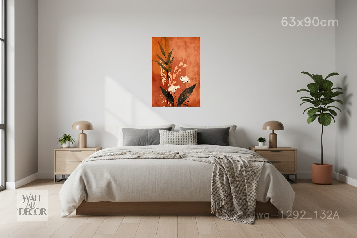 نباتات الصحراء: لوحة جدارية تجريدية ريفية للزهور البرية - لوحة جدارية حديثة بدون إطار