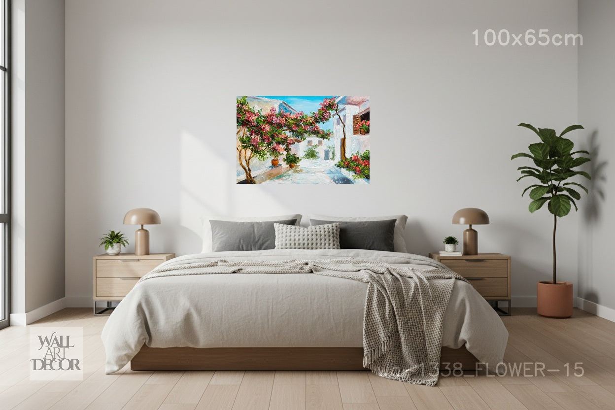 أزهار البحر الأبيض المتوسط: فناء الجهنمية - لوحة جدارية عصرية بدون إطار