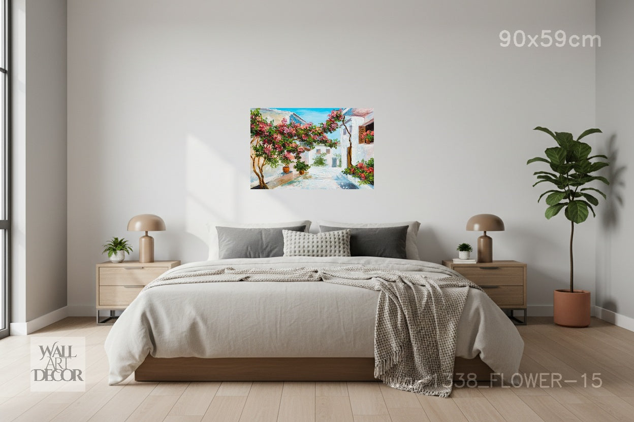 أزهار البحر الأبيض المتوسط: فناء الجهنمية - لوحة جدارية عصرية بدون إطار