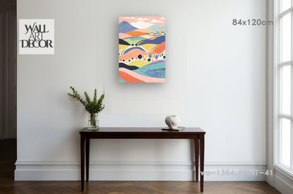 آفاق الباستيل: تلال متدحرجة ساحرة – لوحات جدارية حديثة بدون إطار