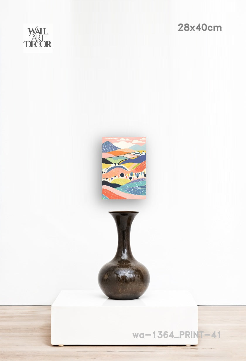 آفاق الباستيل: تلال متدحرجة ساحرة – لوحات جدارية حديثة بدون إطار