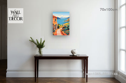 ملاذ أزور: درب البحر الأبيض المتوسط ​​المشمس - لوحة جدارية عصرية بدون إطار
