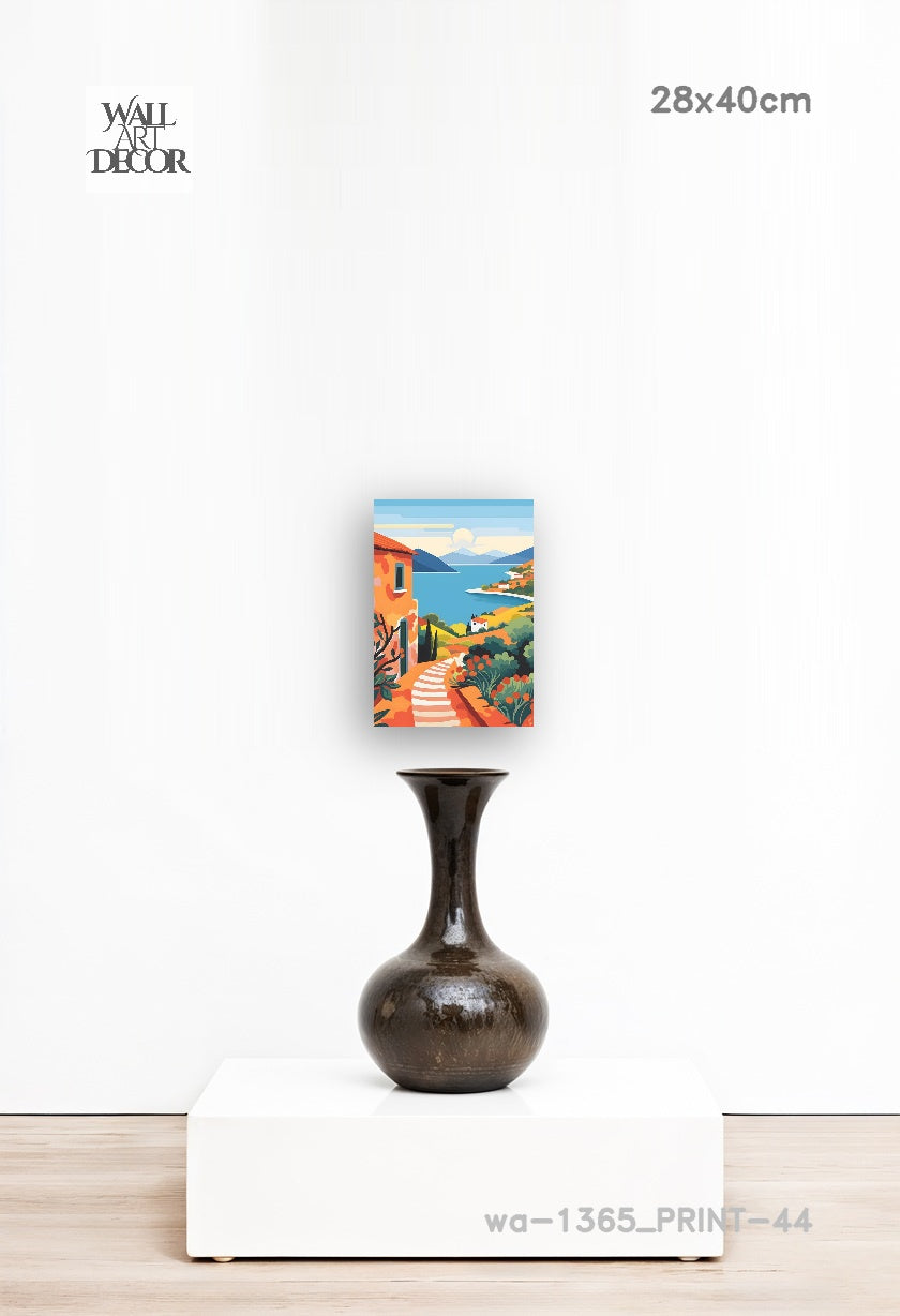 ملاذ أزور: درب البحر الأبيض المتوسط ​​المشمس - لوحة جدارية عصرية بدون إطار