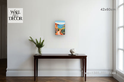 ملاذ أزور: درب البحر الأبيض المتوسط ​​المشمس - لوحة جدارية عصرية بدون إطار