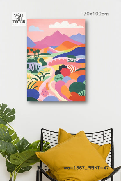 مسار منشوري: تلال متدحرجة متعددة الألوان – لوحة جدارية حديثة بدون إطار