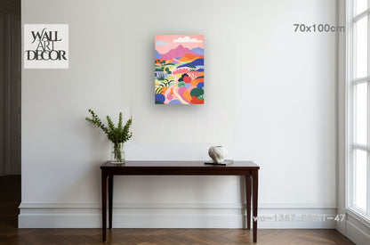 مسار منشوري: تلال متدحرجة متعددة الألوان – لوحة جدارية حديثة بدون إطار