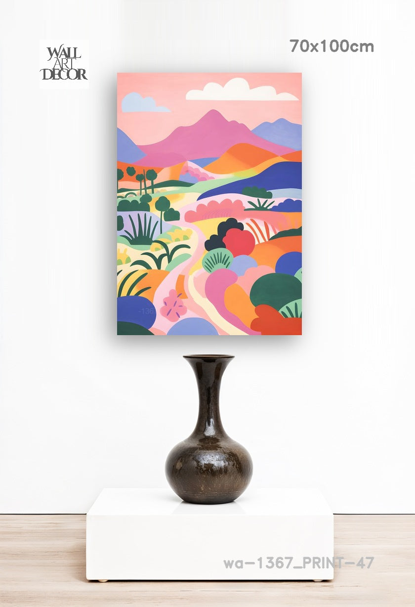 مسار منشوري: تلال متدحرجة متعددة الألوان – لوحة جدارية حديثة بدون إطار